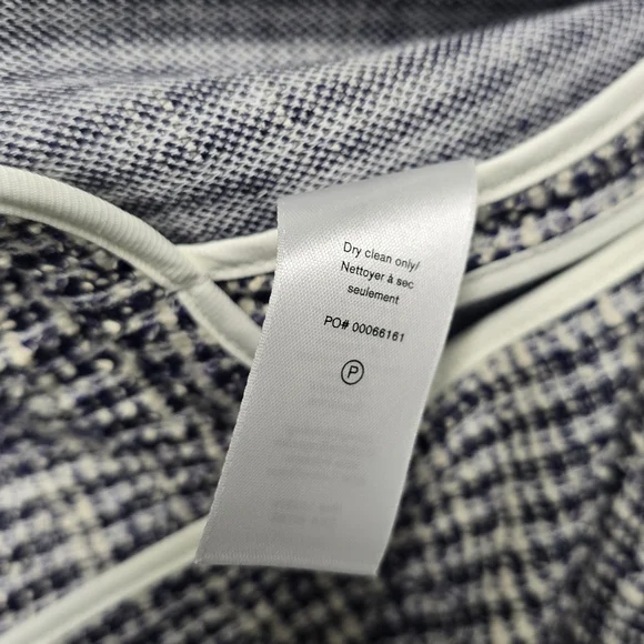 rag & bone Navy Cream Tweed Blazer Jacket | Textured Cotton Blend | Size 6 - Picture 6 of 11